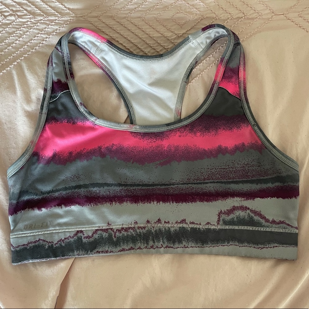 Pink and grey Nike sports bra